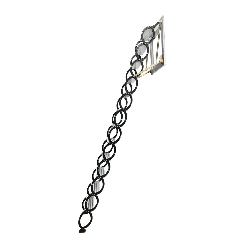 Wall Mounted Attic Loft Ladder Retractable Folding Ceiling Pull Down 9.8ft Height Black Al-Mg Alloy M866