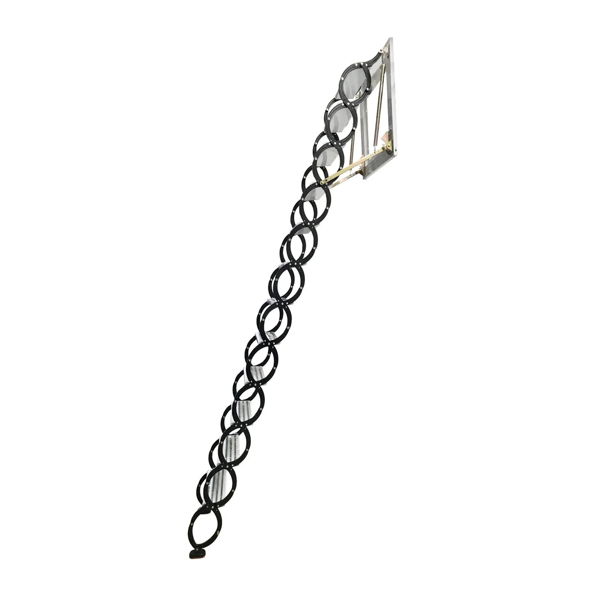 Wall Mounted Attic Loft Ladder Retractable Folding Ceiling Pull Down 9.8ft Height Black Al-Mg Alloy M866