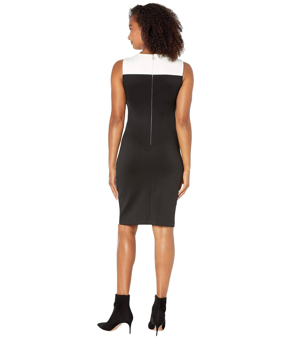 Colorblocked Asymmetrical Scuba Dress - Black/White C77285