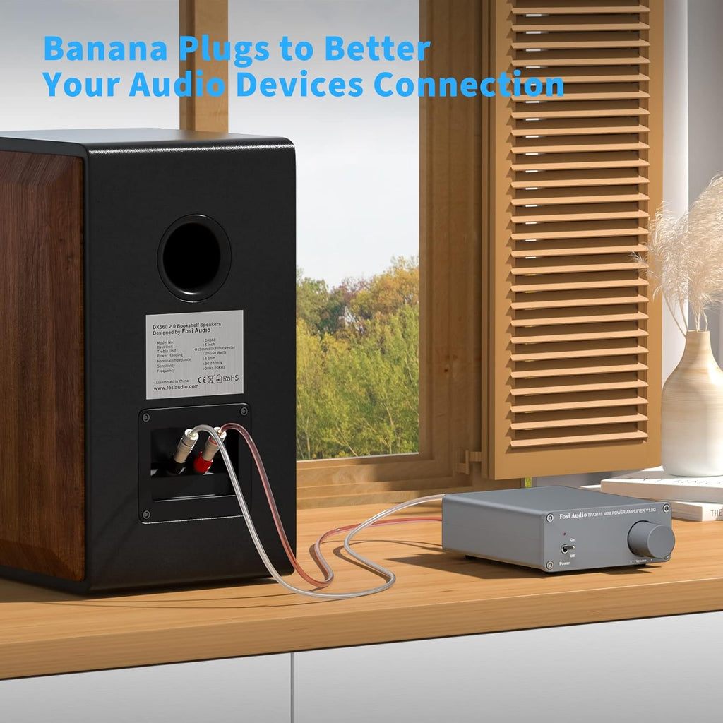 100W Power Amplifier with 8 Banana Plugs Mini Stereo 2 Channel Class D Digital Amp with Power Adapter B8367