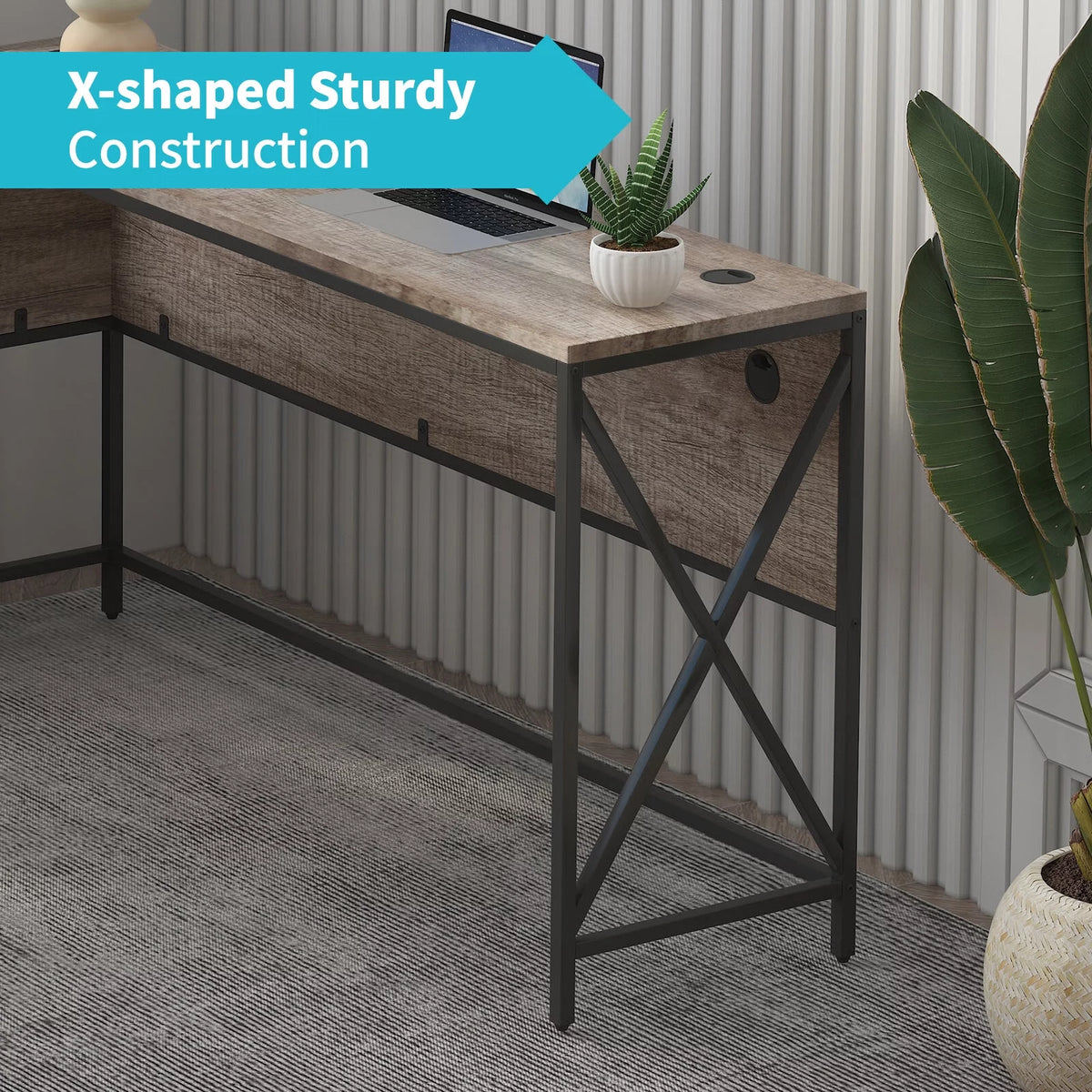 L Shape Computer Desk with Storage Drawers M3700