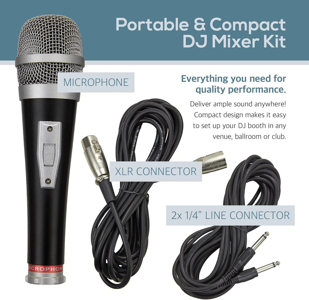 Portable 8” 300 Watt DJ PA System with Wired Microphone & Tripod Stands V3945
