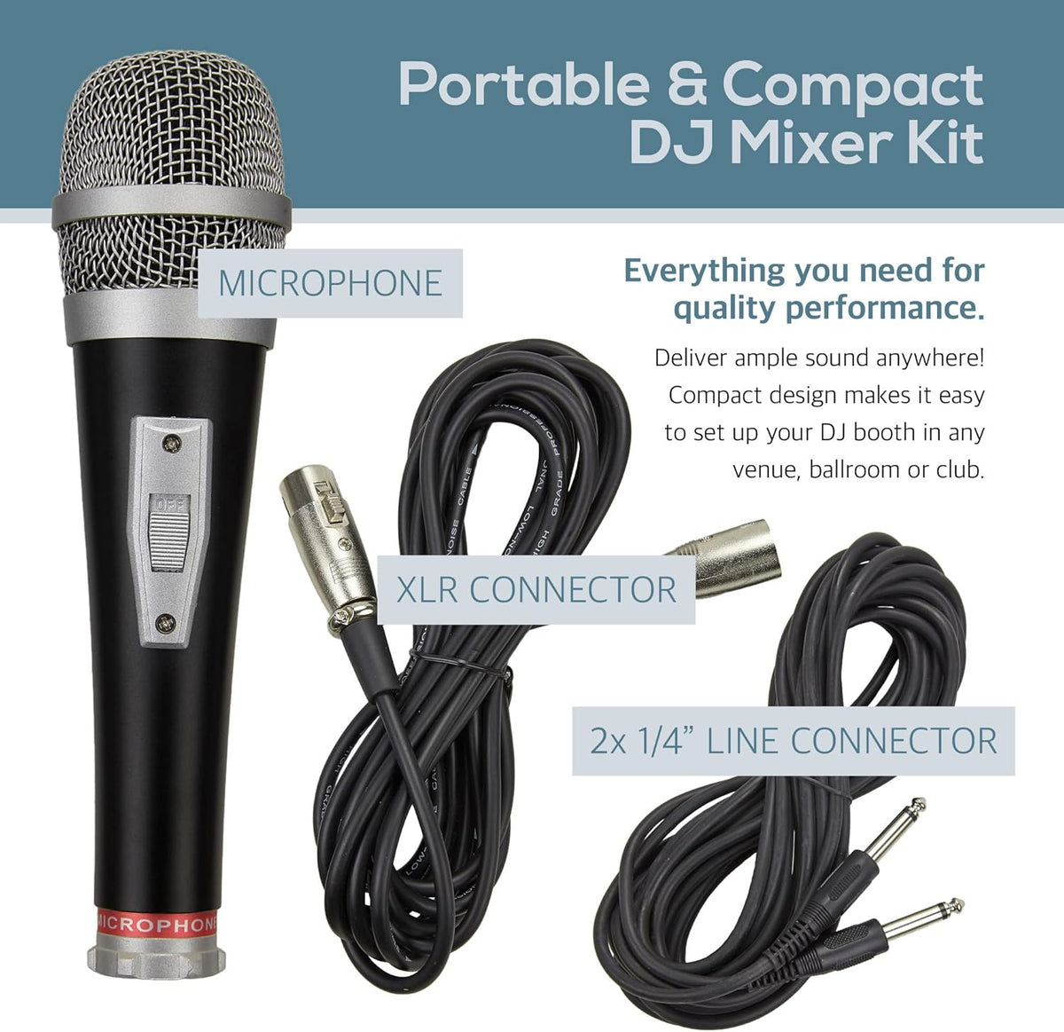 Portable 8” 300 Watt DJ PA System with Wired Microphone & Tripod Stands V3945