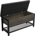 Industrial Storage Bench Flip Top Shoe Bench with Leather Padded Seat Y84371