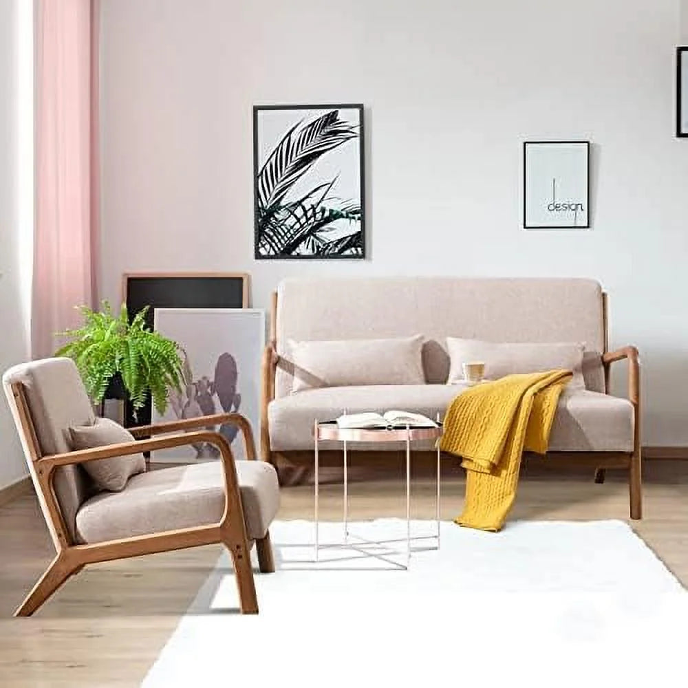 50" 2-Seater Upholstered Loveseat with 2 Waist Cushions R818844