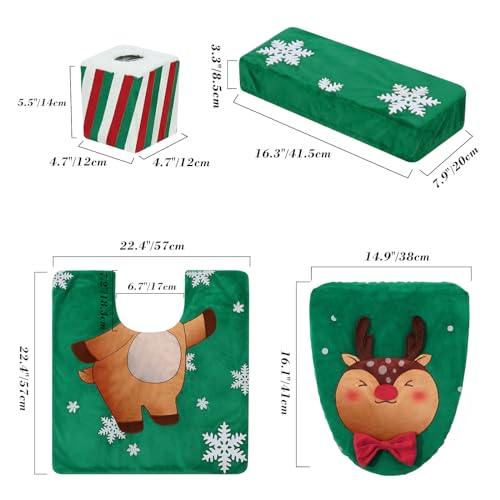 Christmas Toilet Seat Cover and Rug Set of 4 J9876