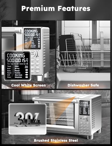 Stainless Steel Air Fryer Toaster Oven with Grill Combo, 30QT K781