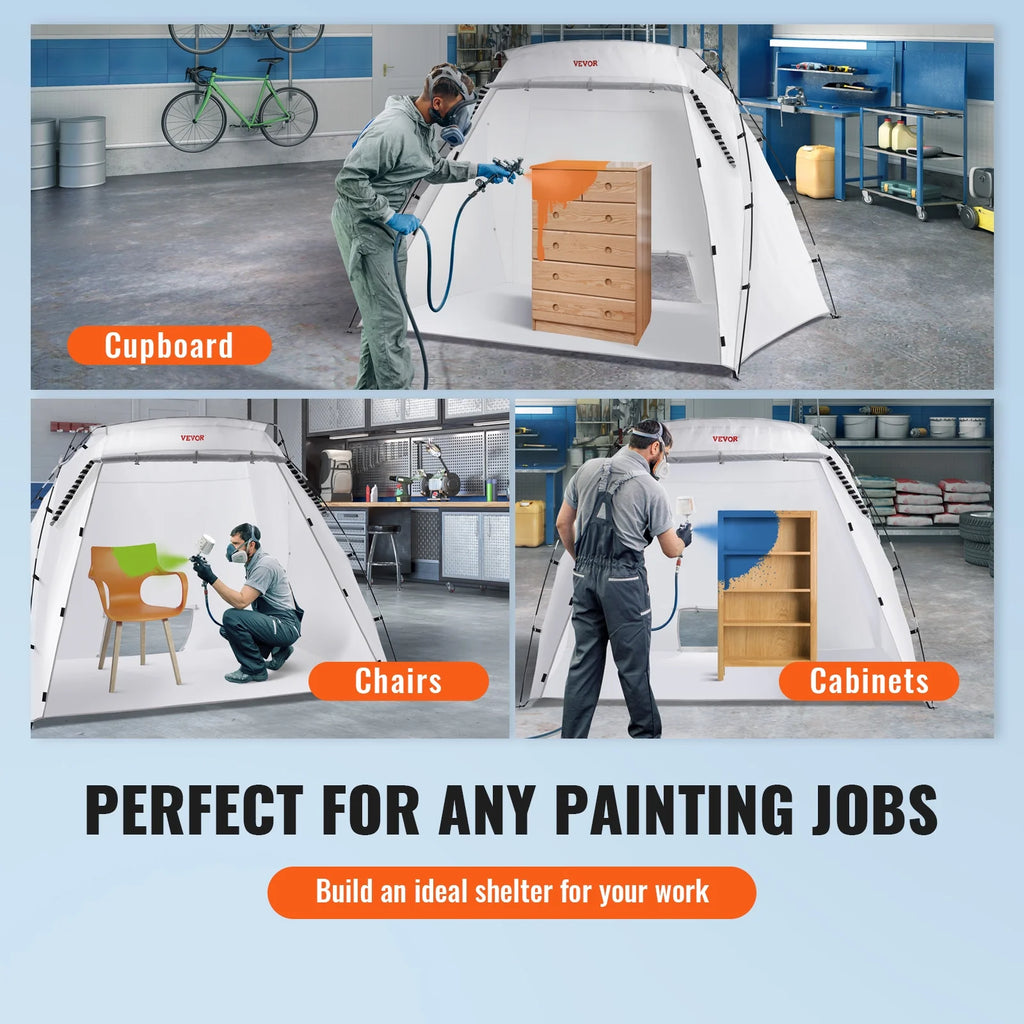 Portable Paint Booth with Built-in Floor & Mesh Screen, 7.5x5.2x5.2ft C952712