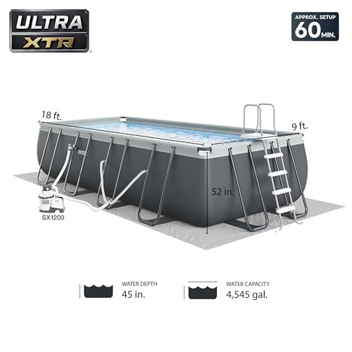 18' x 9' x 52" Rectangular Frame Above Ground Swimming Pool Set with Pump M59454