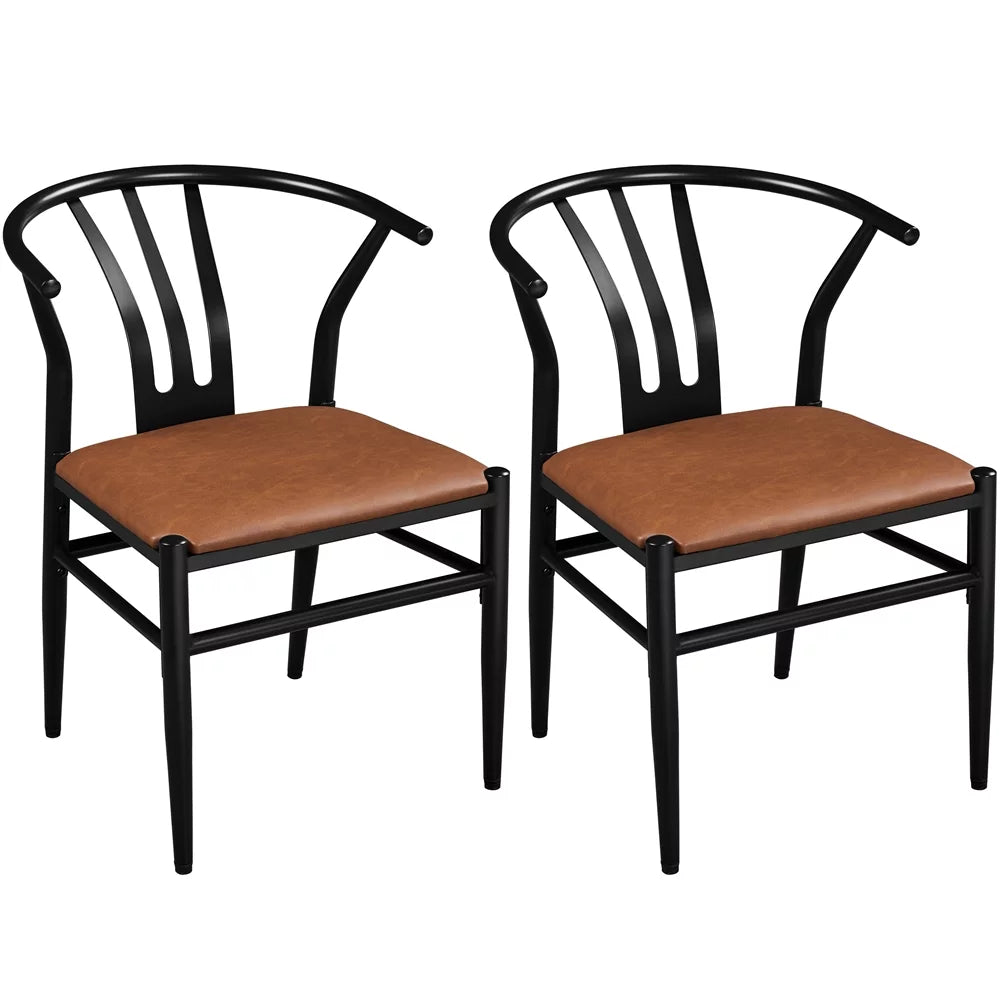 Set of 2 Brown PU Leather Dining Chair Z176