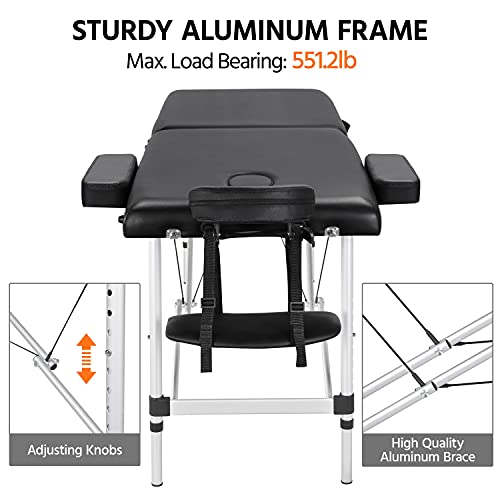 Pink 24 inch Portable Height Adjustable Massage Table V380