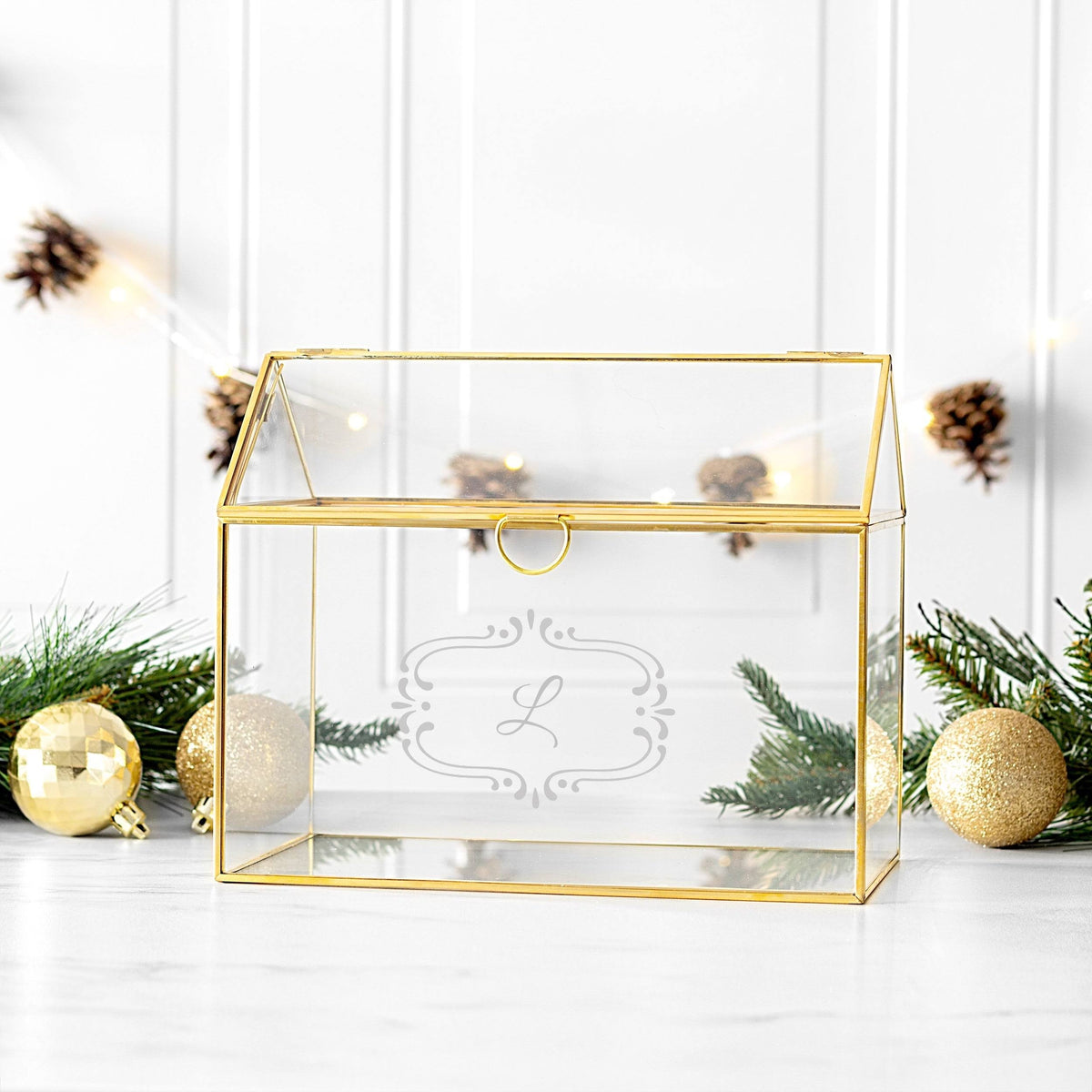 Gold Glass Terrarium Card Holder J645
