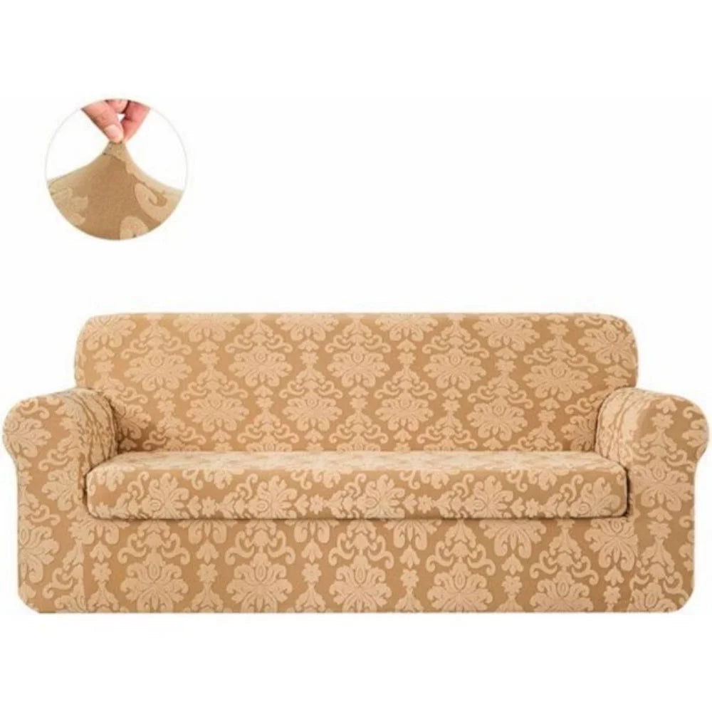 2-Piece Sofa Cover with Cushion Cover Dark Khaki J939