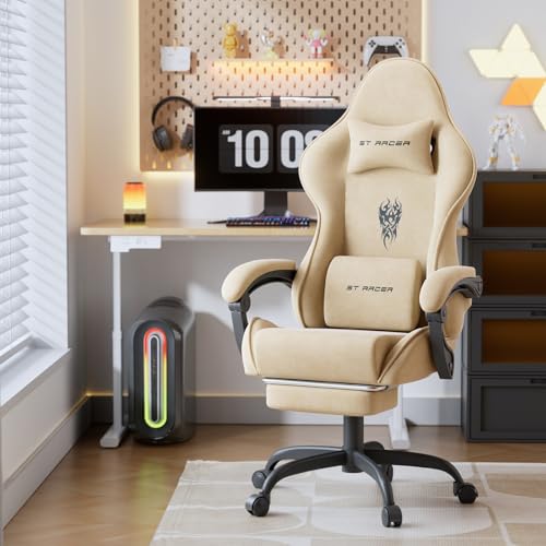 Green Velvet Ergonomic Gaming Chair with Footrest F4999