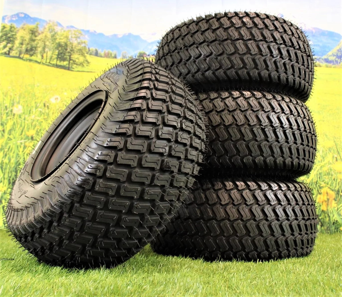 8 Matte Black Steel Golf Cart Wheels with Tires Set of 4 K3214