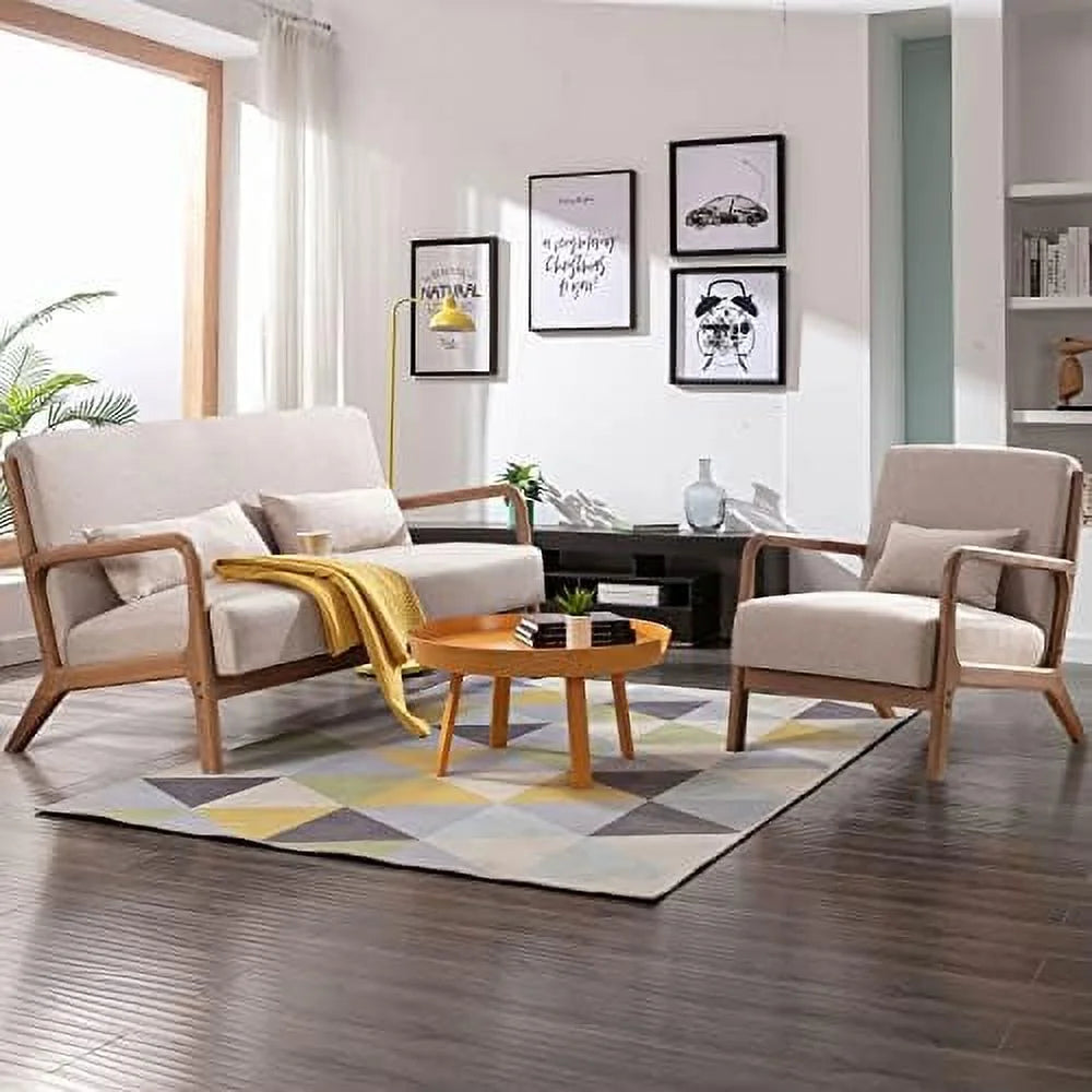 50" 2-Seater Upholstered Loveseat with 2 Waist Cushions R818844