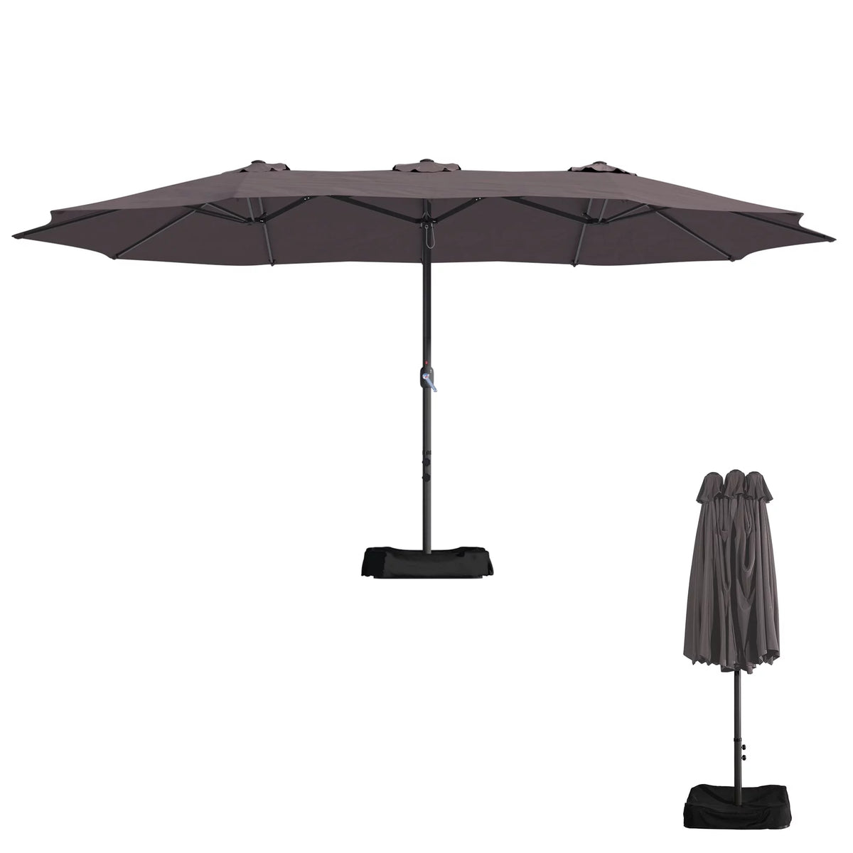 15Ft Double-Sided Patio Market Umbrella with Base A925