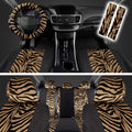 Zebra Print Car Seat Covers Full Set with Seat Belt Pads and Steering Wheel Cover W906655