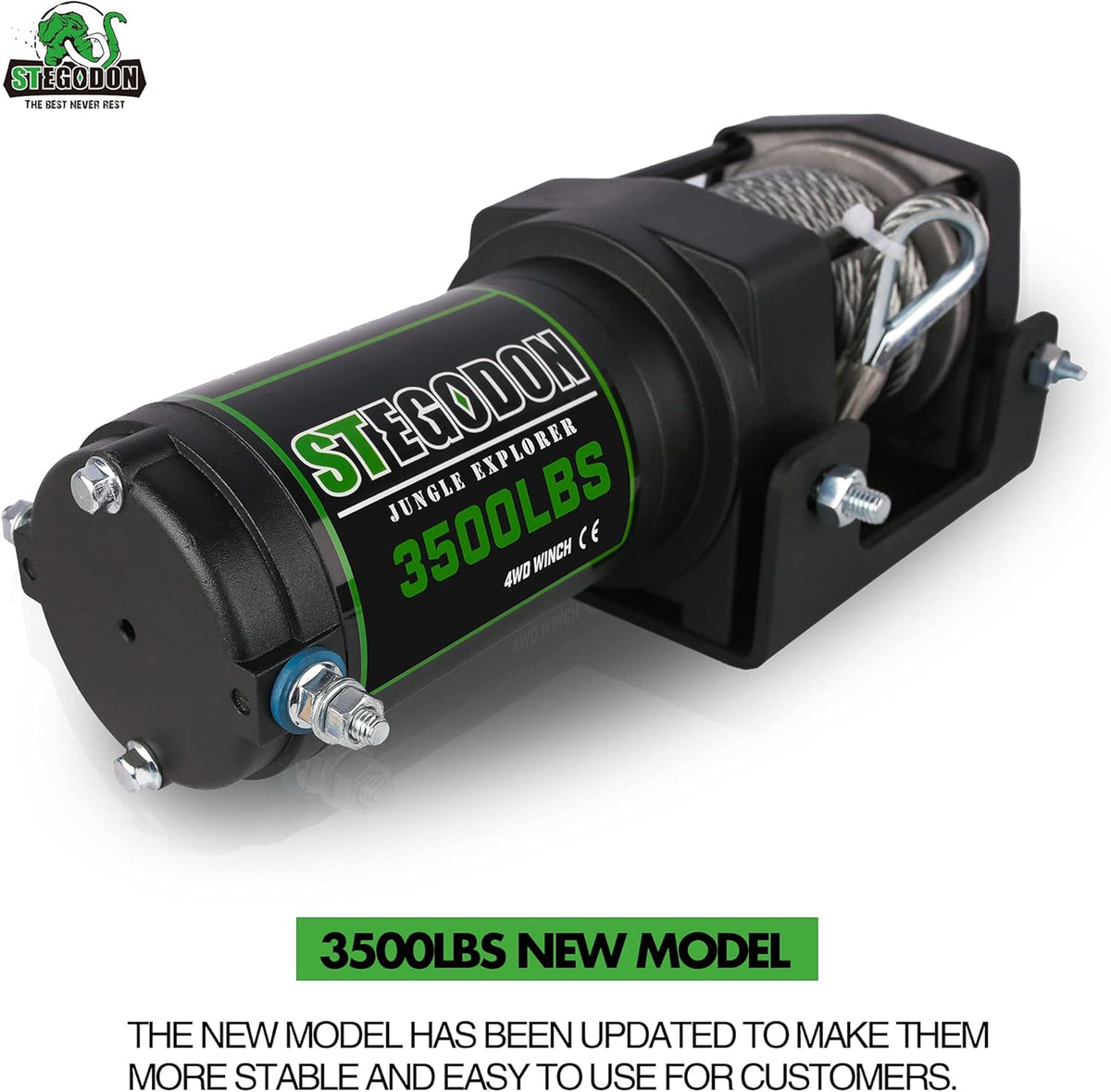3500 lb. Load Capacity 12V Electric Winch with Wireless Remote, Waterproof IP67, Matte Black, Pack of 2 X184