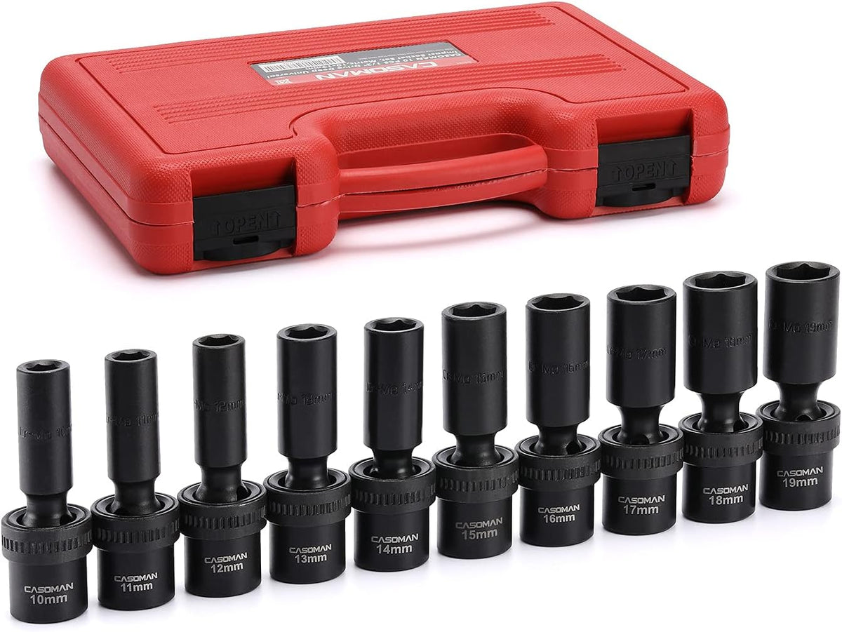 15 PCS 1/2 Drive Shallow Universal Impact Socket Set, 6 Point, Metric, 10-24mm H610