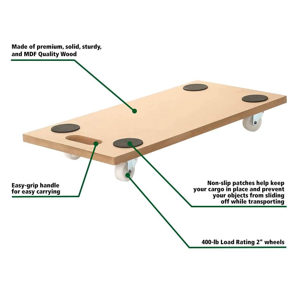 4 Pack 23 X 12 Rectangle Wood Platform Dolly 400-LB Load Rating X757356