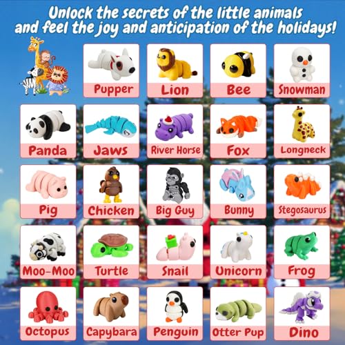 24 Mini 3D Printed Articulated Animals Fidget Toy Set Y248