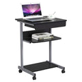 Compact Rolling Laptop Cart Desk with Drawer and Shelf O23066
