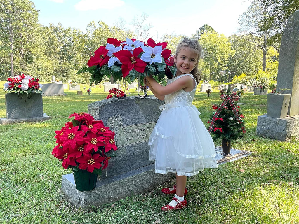 Red and White Artificial Poinsettias Saddle J2399