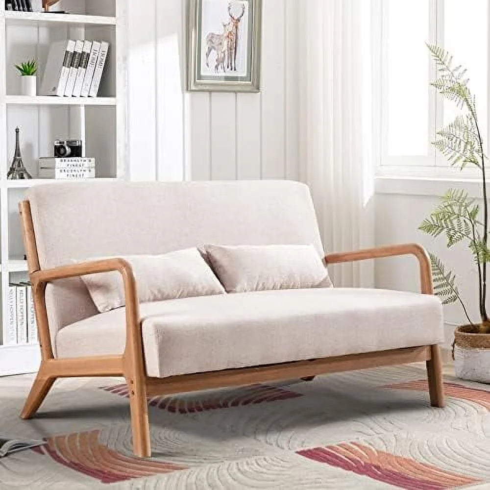 50" 2-Seater Upholstered Loveseat with 2 Waist Cushions R818844