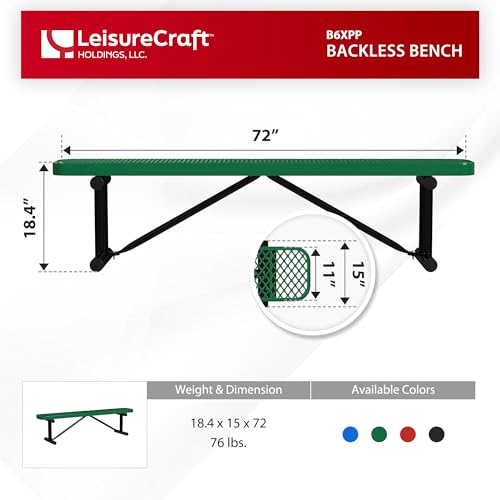6 Foot Heavy-Duty Metal Outdoor Bench with Back V30805