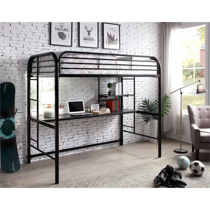 Twin Over Workstation Bunk Bed in Black E710394