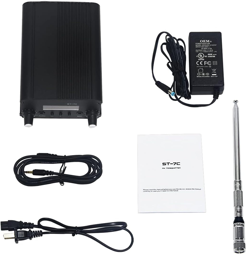 FM Transmitter 7W/1W Mini Radio Stereo Station, 88.1-107.9MHz, Pack of 2 G975