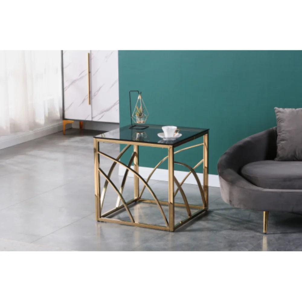 Gold Small Glass End Table D7177
