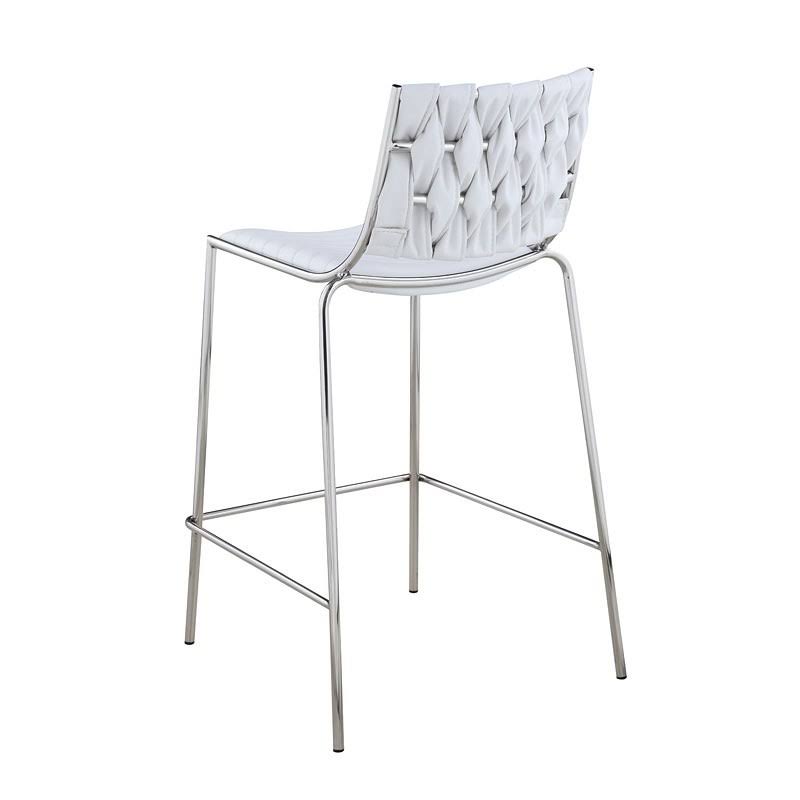 White Stackable Counter Stool with Weave Back, Set of 2 B7720