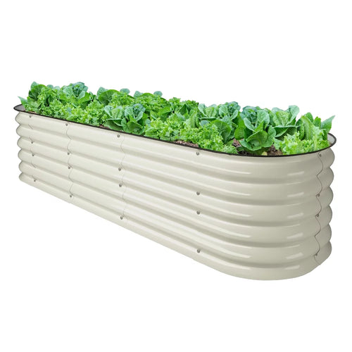 17" Tall Modular Corrugated Metal Raised Garden Bed Kit White 6.5'x2' H966306