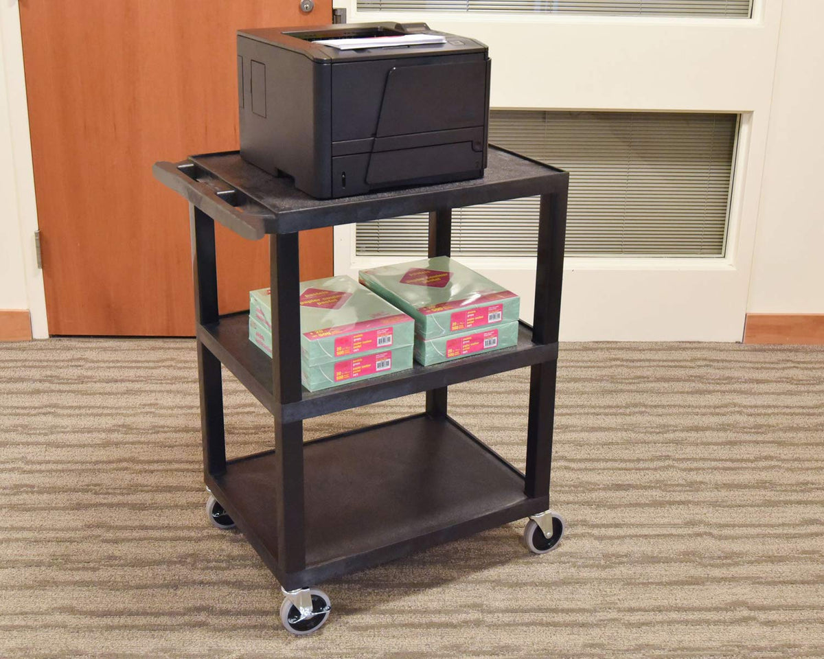3-Shelf Utility Cart, Black Pack of 2 D4485
