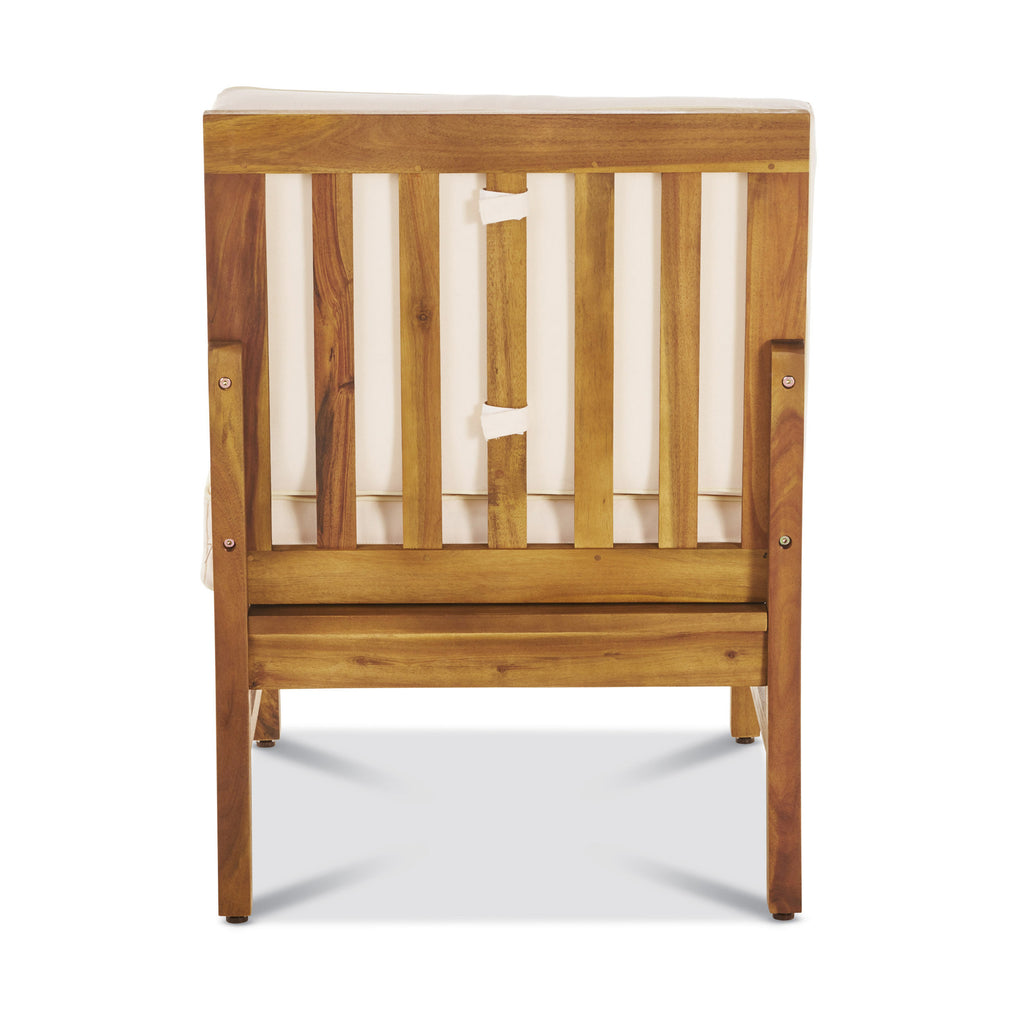 Teak and Cream Acacia Wood 6 Seater Sofa and Club Chair Set D417
