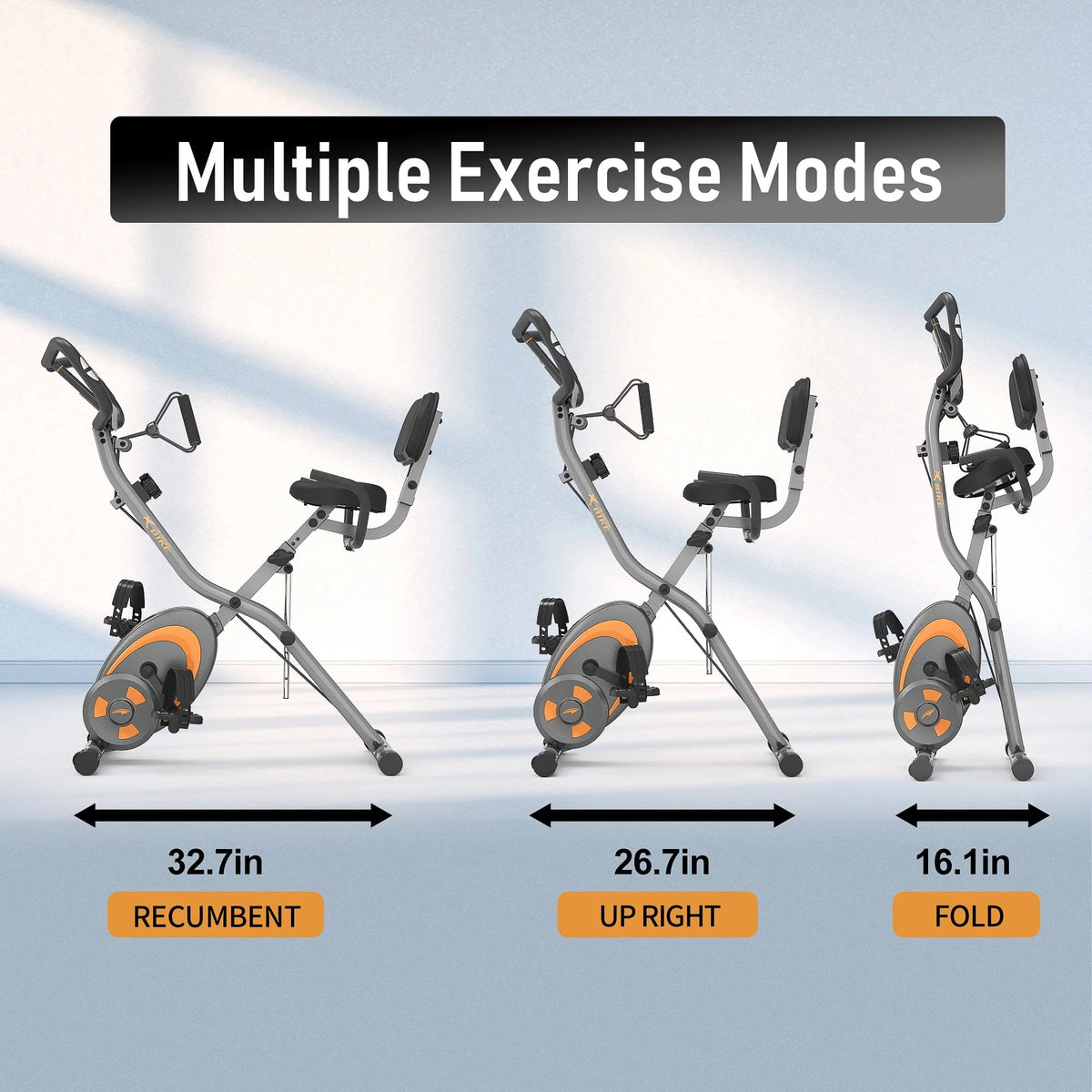 Folding Stationary Recumbent Exercise Bike with Resistance Bands M543