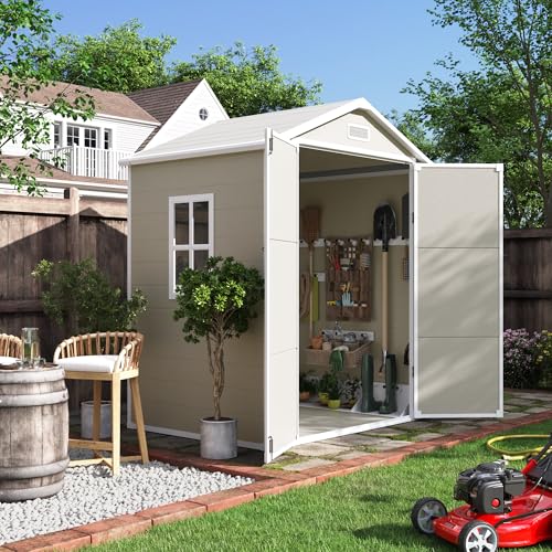 Grey & White 6x4.5 FT Plastic Outdoor Storage Shed Q160056