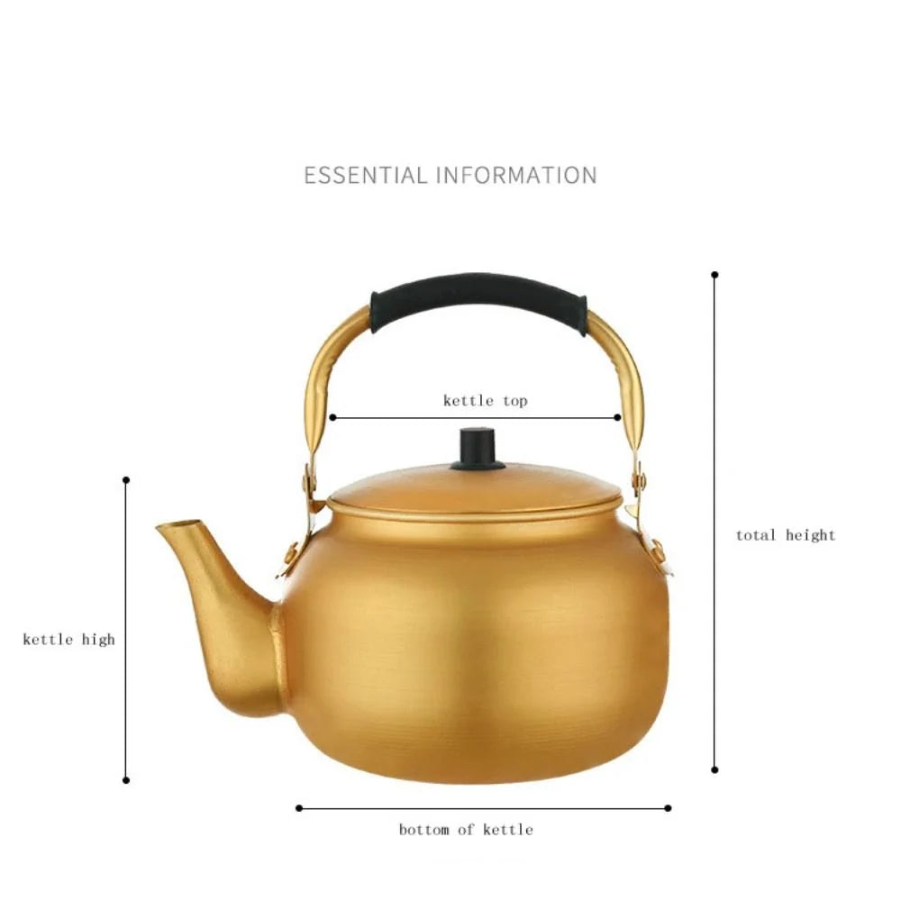 Gold Aluminum Portable Coffee Pot Teapot Q748823
