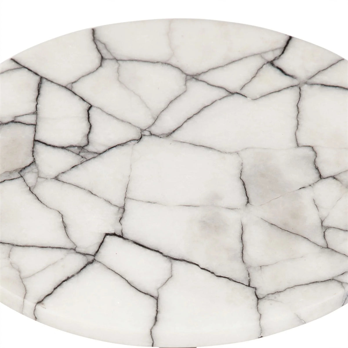 Matte Black Metal and Marble Accent Table A65946