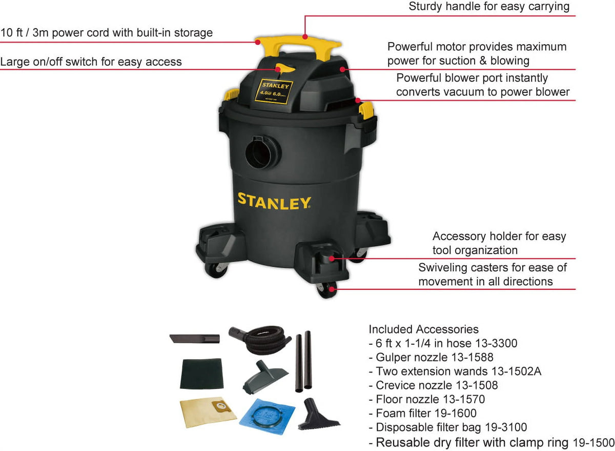 6 Gallon 4 Peak HP Wet Dry Vacuum G955145