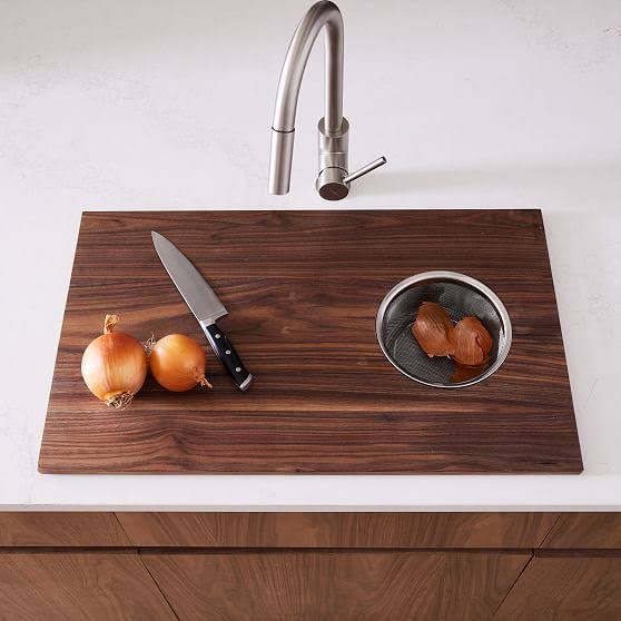 Mahogany Over-The-Sink Cutting Board with Mesh Basket Z52330