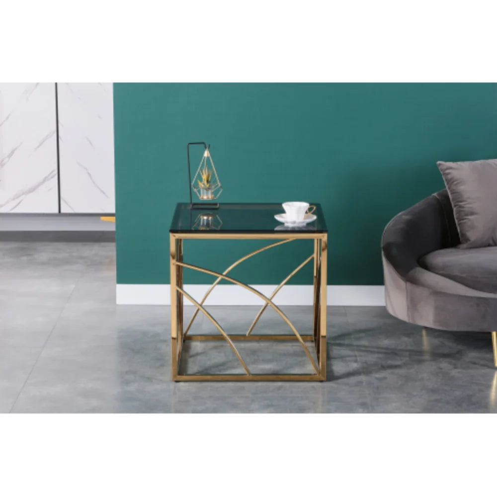 Gold Small Glass End Table D7177