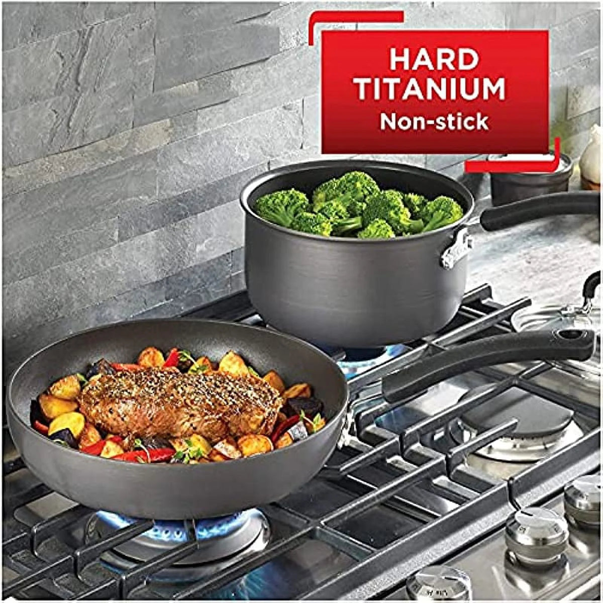 2 Piece Nonstick Fry Pan Cookware Set, 8 and 10.25-Inch, Gray L13202