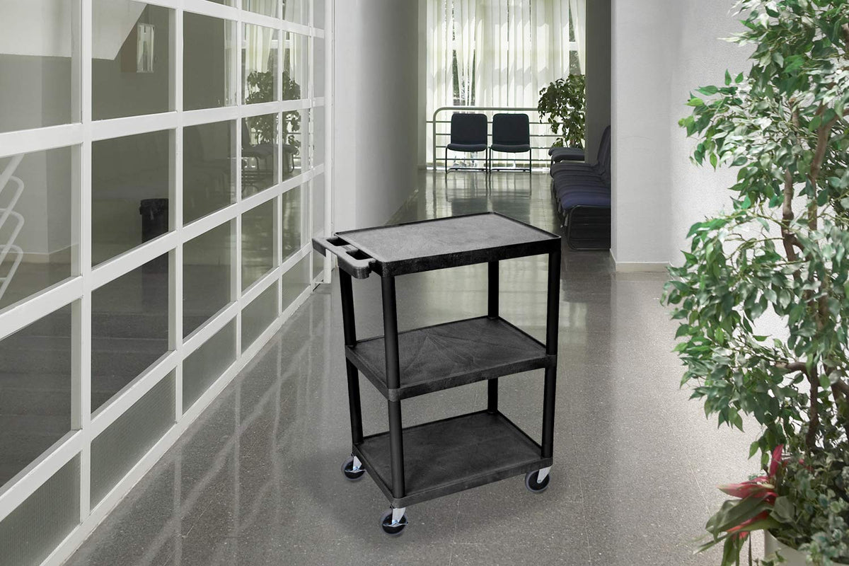 3-Shelf Utility Cart, Black Pack of 2 D4485