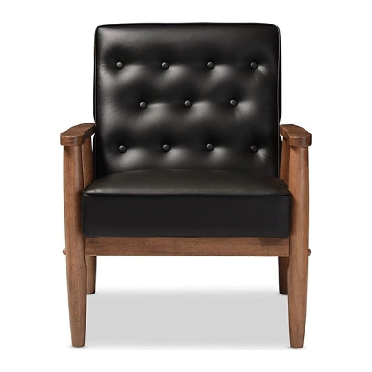 Black Faux Leather Upholstered Wooden Lounge Chair B71135
