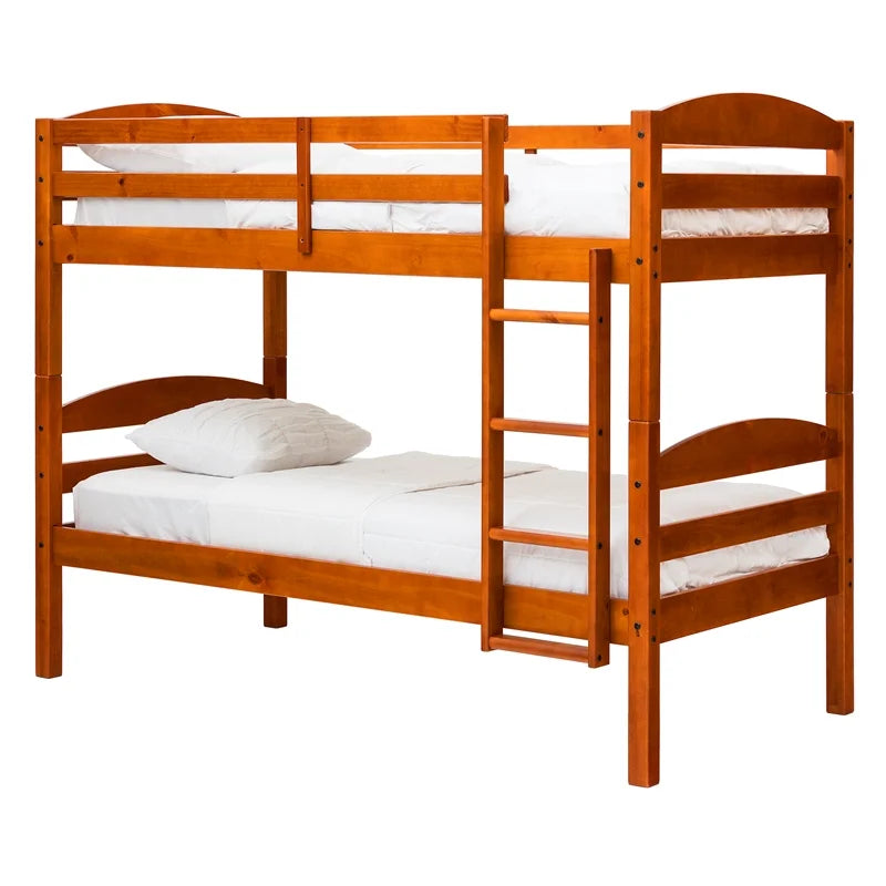 Solid Wood Twin-over-Twin Bunk Bed Frame in Cherry L712592
