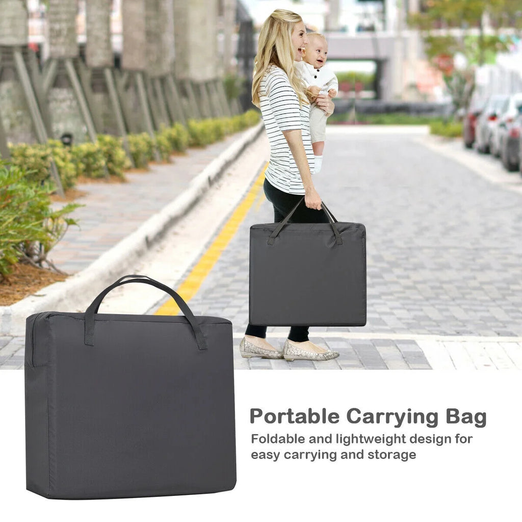 Foldable Baby Playpen Lightweight Crib with Carry Bag Dark Gray M708