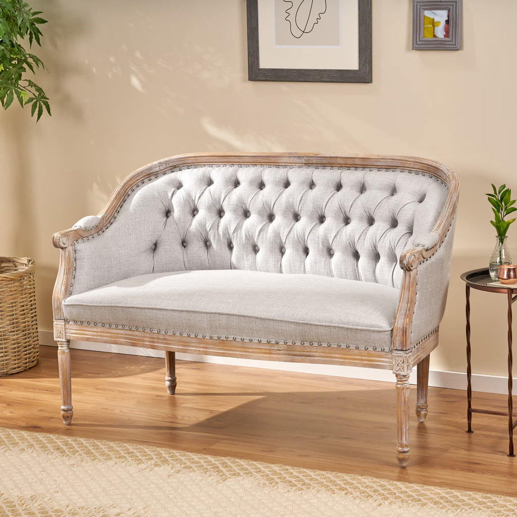 Light Gray Fabric Loveseat O369